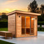 Custom - made square - shaped modern solid - wood outdoor sauna room with a computer control panel, suitable for a capacity of 4 people