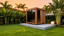 Outdoor courtyard square infrared sauna. An integrated sweat - steaming house in the open - air garden, which is waterproof and customizable in size.