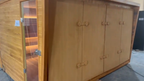 Custom - made high - end hand - crafted traditional fir outdoor cube - shaped sauna (accommodating 4 - 6 people), equipped with an electric sauna heater and a glass door