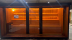 Custom - sized outdoor sauna. It can accommodate 4 - 6 people, is made of red cedar, features far - infrared function, and is environmentally friendly.