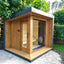 Custom - made large - sized square steam sauna made of cedar for two people. It can be used as a garden sauna hut or an outdoor sauna.