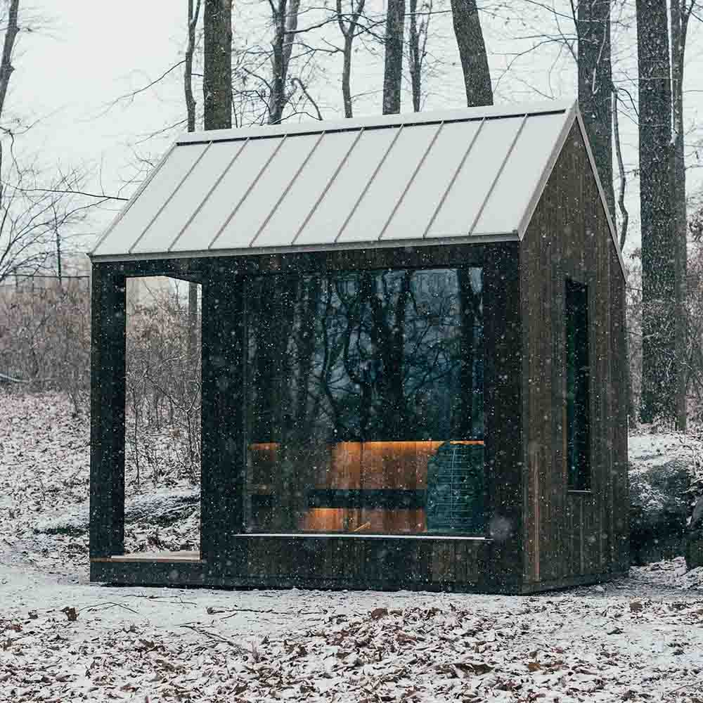 The Best Sauna for 4 - 6 People: Outdoor Triangular - peaked Sauna in Modern Style with Dry Steam for Family Use