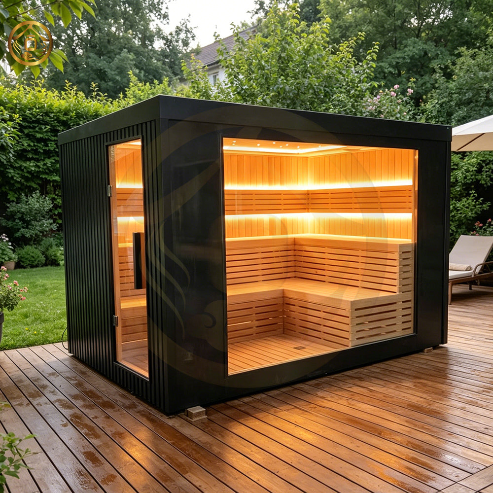 In 2026, the luxurious outdoor square - shaped intelligent steam sauna can accommodate 4 - 6 people. It is a wet - steam sauna.