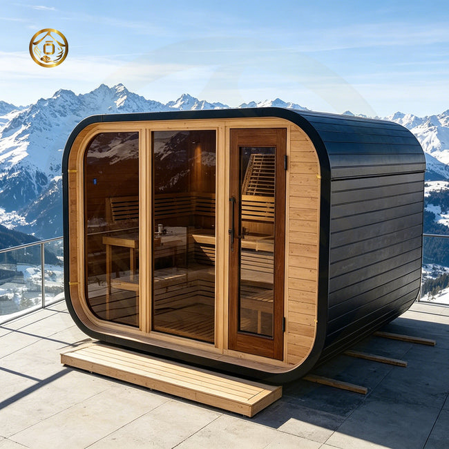 A steam sauna in an outdoor pine - made square for 4 - 6 people, which is suitable for families to relax in nature. Main Image
