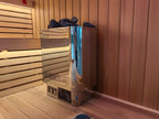 4 - 6 - person outdoor sauna heated by an electric furnace. It has a solid - wood square design and is suitable for use in gyms and villas.