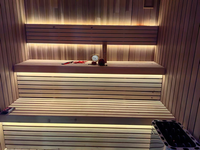 Custom - made square - shaped modern outdoor solid - wood water - cooled and electric - furnace - heated sauna for villa spas Main Image