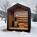 Custom - made modern - style solid - wood electric sauna with a pointed - roof design, suitable for villas.