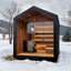 High - quality customized traditional Canadian red cedar sauna steam room with a pointed roof, equipped with a computer control panel, suitable for outdoor use