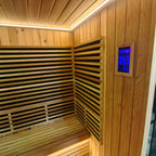 Outdoor courtyard square infrared sauna. An integrated sweat - steaming house in the open - air garden, which is waterproof and customizable in size.