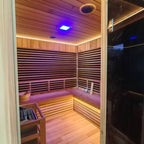 Outdoor courtyard square infrared sauna. An integrated sweat - steaming house in the open - air garden, which is waterproof and customizable in size.