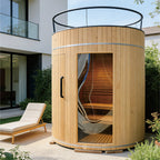 The new outdoor barrel - shaped sauna in 2026. Suitable for 2 - 8 people, it is made of red cedar and equipped with an electric heater. It is applicable to gardens, villas and courtyards.