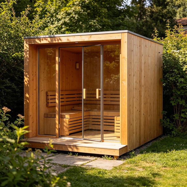 The best - selling outdoor square - shaped sauna. It is made of solid wood, suitable for family use. It's a large - sized outdoor square - shaped wooden sauna. Main Image