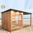 An outdoor electric - heated sauna for 4 - 6 people, featuring a solid - wood square design, is suitable for use in gyms and villas.