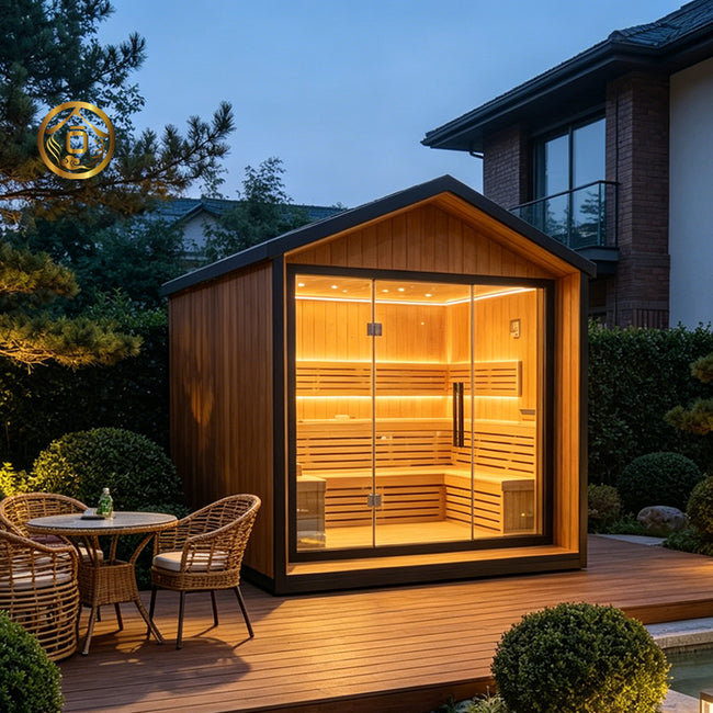 The best outdoor triangular - pointed - roof sauna. It is a modern - style dry - steam home sauna, equipped with an electric furnace and sauna stones. It is suitable for 4 - 6 people, detachable and easy to install. Hover Image