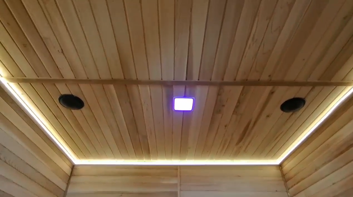Square Wooden Sauna With Sun & Rain Eaves, Electric Thermostatic Heater, Custom Size For Homestay Outdoor