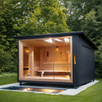 A luxurious and modern - designed outdoor traditional steam sauna, customized for large squares. It is made of solid wood, provides dry steam, and is suitable for 4 people to relax.