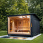 A luxurious and modern - designed outdoor traditional steam sauna, customized for large squares. It is made of solid wood, provides dry steam, and is suitable for 4 people to relax.