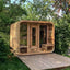 Custom - made cube - shaped sauna room for 4 - 6 people. Outdoor sauna bathroom made of Canadian hemlock wood, equipped with an electric furnace.