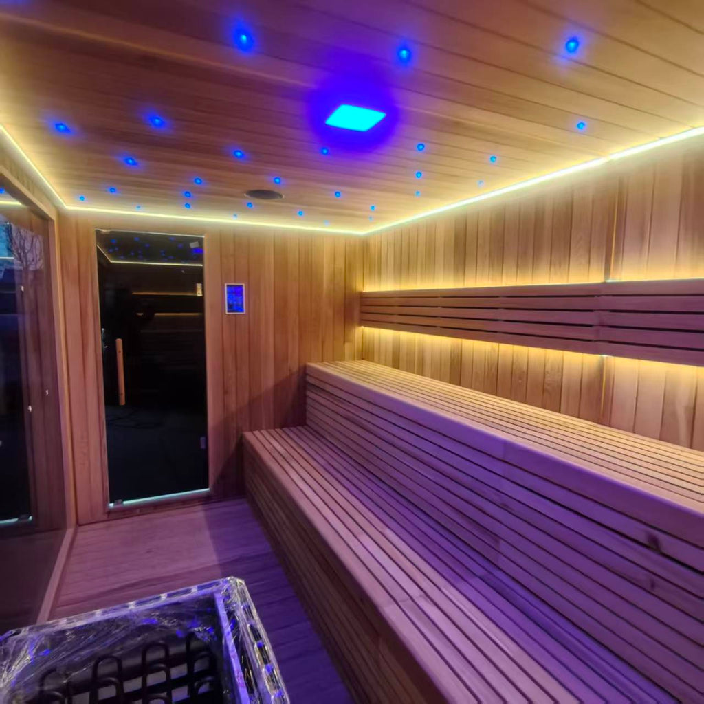 Large Connectable Multi-Room Electric Sauna, Indoor & Outdoor Courtyard Available, Factory Direct Custom Sizing
