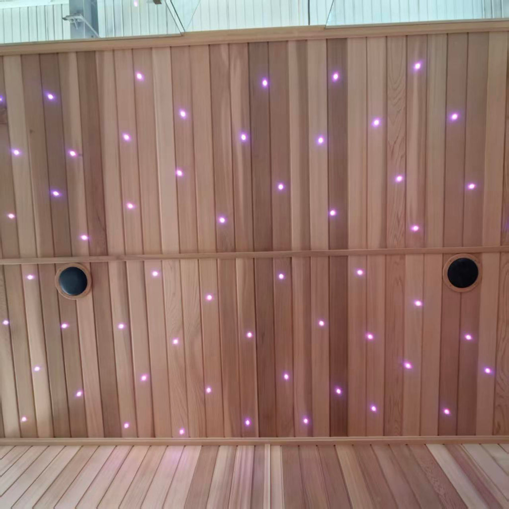Custom - made square far - infrared sauna. A home - use infrared - heated sweat - steaming room. The solid - wood constant - temperature light - wave room can be custom - made according to non - standard requirements and is equipped with panoramic glass.