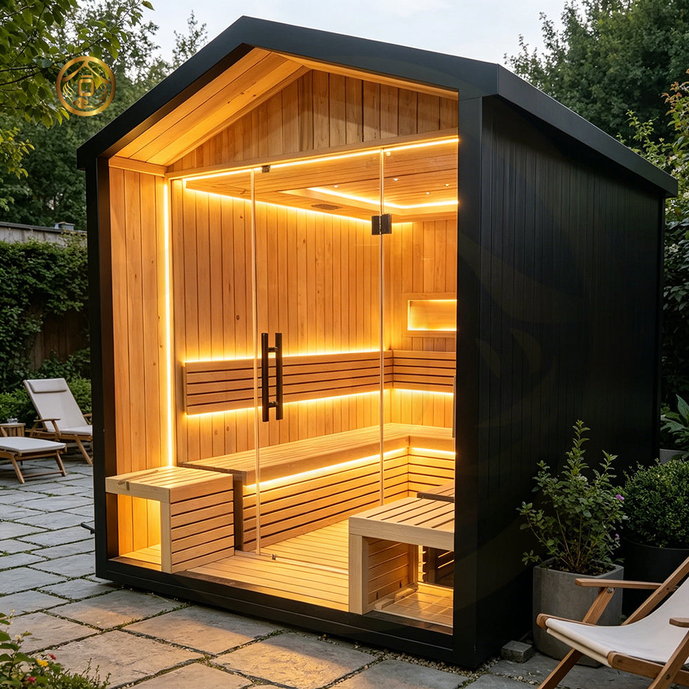 The Best Sauna for 4 - 6 People: Outdoor Triangular - peaked Modern - style Dry - steam Family Sauna