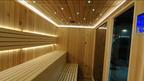 Custom - sized outdoor sauna. It can accommodate 4 - 6 people, is made of red cedar, features far - infrared function, and is environmentally friendly.