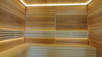 Square Wooden Sauna With Sun & Rain Eaves, Electric Thermostatic Heater, Custom Size For Homestay Outdoor