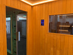 Luxurious square - shaped modern villa sauna made of solid red - cedar wood. It features a custom - designed layout, offers an outdoor panoramic view, and the dry - steam function can be customized.