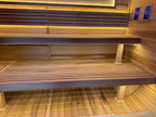 A steam sauna in an outdoor pine - made square for 4 - 6 people, which is suitable for families to relax in nature.