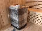 Custom - made cube - shaped sauna room for 4 - 6 people. Outdoor sauna bathroom made of Canadian hemlock wood, equipped with an electric furnace.