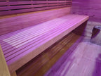 A stylish outdoor sauna cube with a wet - steam function, a computer control panel, made of western red cedar, suitable for 4 - 5 people.