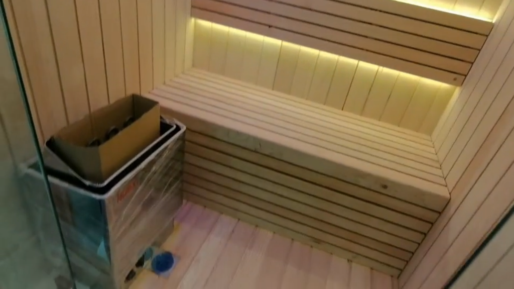 Split Solid Wood Sauna with Dual Compartments, Electric Heating Constant Temp Dry Steam, Custom for Villa & Homestay
