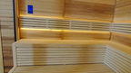 Square Wooden Sauna With Sun & Rain Eaves, Electric Thermostatic Heater, Custom Size For Homestay Outdoor