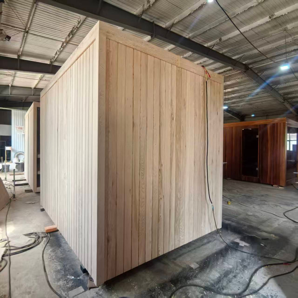 Custom - made square far - infrared sauna. A home - use infrared - heated sweat - steaming room. The solid - wood constant - temperature light - wave room can be custom - made according to non - standard requirements and is equipped with panoramic glass.