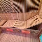 Square and integrated infrared - heating sauna room. It uses carbon - fiber far - infrared heating and can be customized for commercial use in villas and homestays with personalized features.