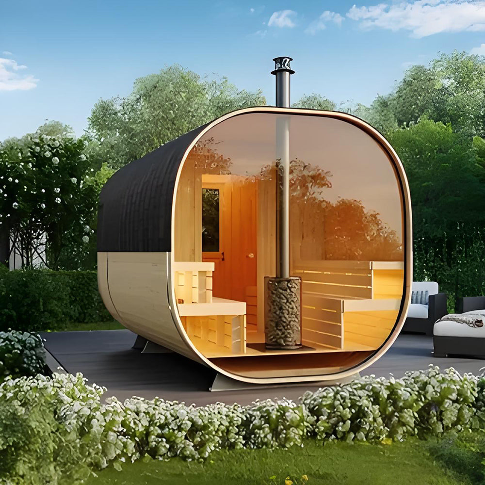 Outdoor Cube Solid Wood Sauna・Luxury Courtyard Wellness Essential