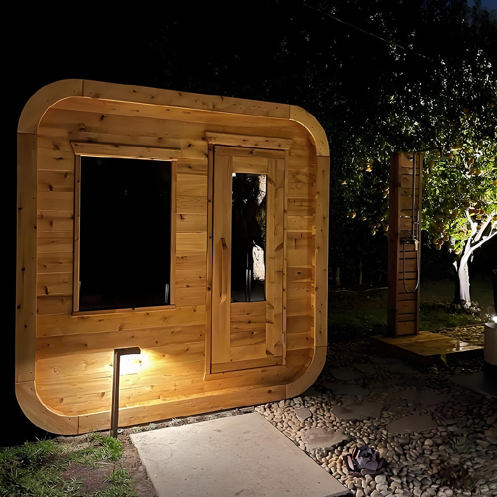 Outdoor Cube Solid Wood Sauna・Luxury Courtyard Wellness Essential