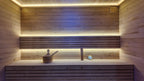 Luxurious Family - oriented Modern Solid - wood Square - shaped Outdoor Steam Sauna. Made of red cedar, in a cubic shape with a panoramic view, and equipped with a computer - controlled panel.