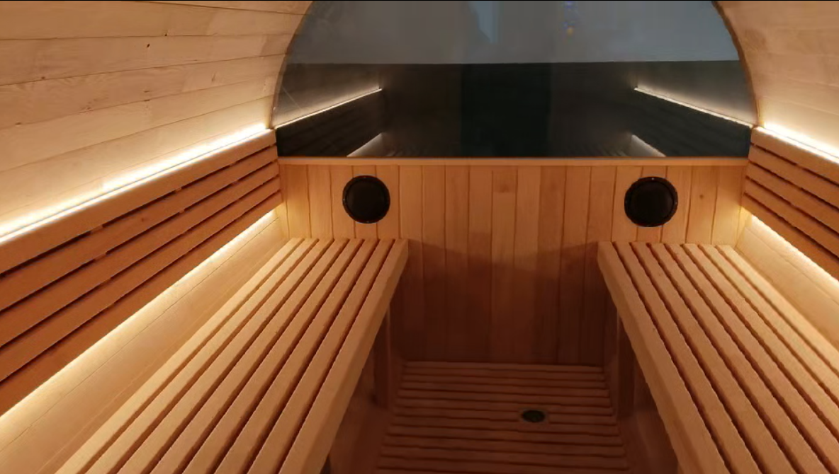 Wooden Barrel Sauna Electric Constant Temp Heat, Outdoor Courtyard Home Dry Steam Barrel Sauna, 1/2 Person Custom Size Available