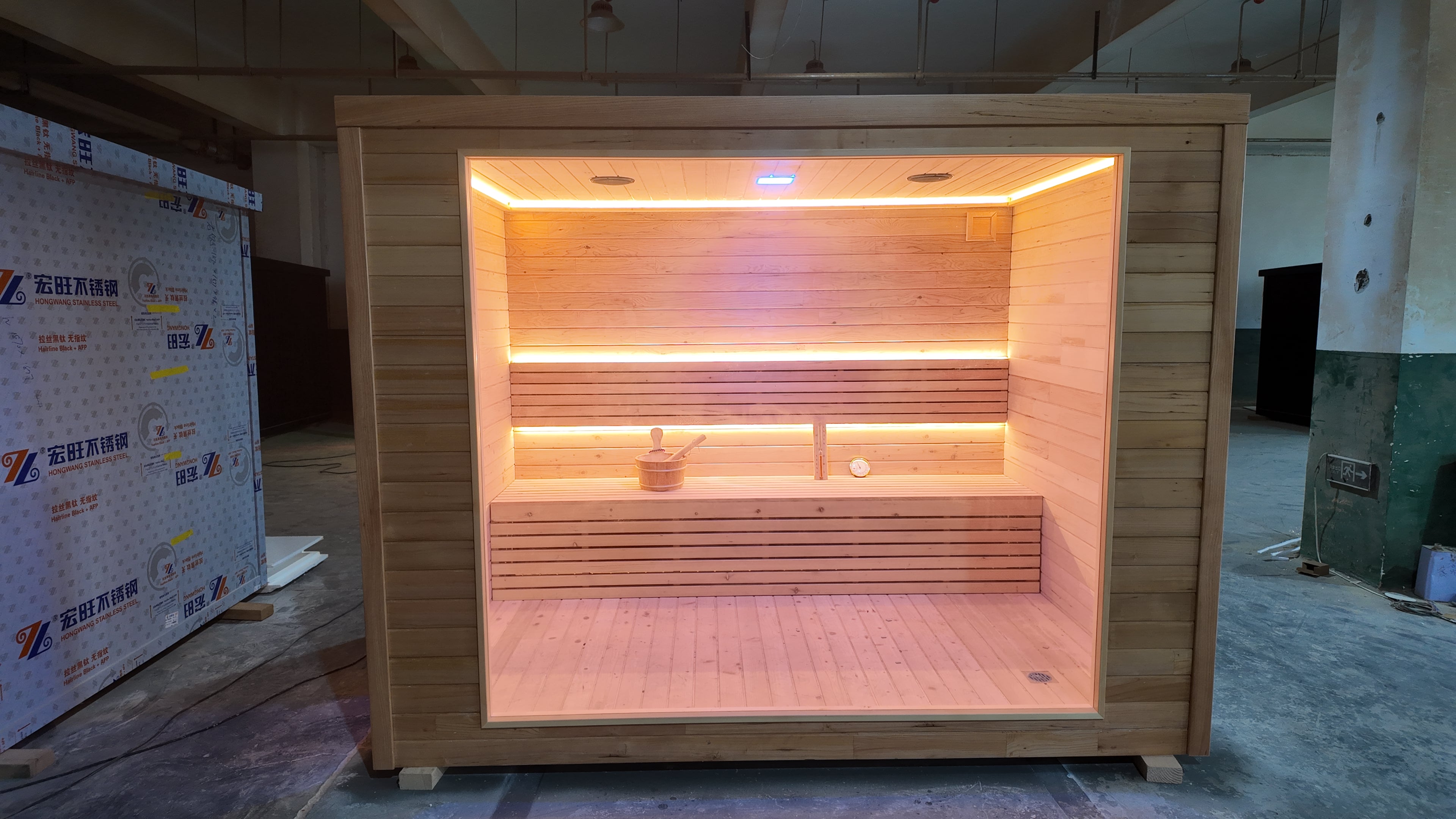 Integrated Rectangular Solid Wood Sauna | Electric Constant Temperature Dry Steam Heating System, Custom Non-Standard Sizes for Home, Villa & Homestay, Indoor & Outdoor Available
