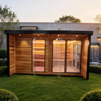 Large - scale outdoor traditional wooden sauna. A custom - made dry - heat garden sauna for 4 - 8 people, suitable for hotel spas.