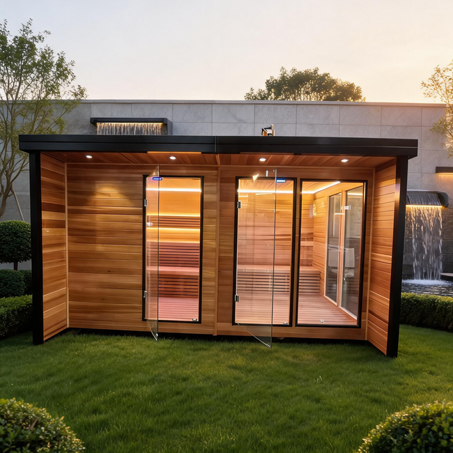 Large - scale outdoor traditional wooden sauna. A custom - made dry - heat garden sauna for 4 - 8 people, suitable for hotel spas. Main Image