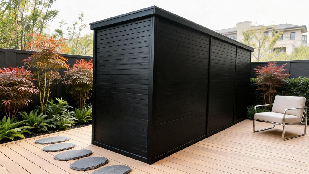 Luxurious solid red cedar modern electric - heated outdoor steam sauna with a Bluetooth control panel, customizable and of large capacity, suitable for 2 - 8 people in villas.