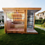 Outdoor luxury modern far - infrared sauna room, equipped with a shower room, waterproof. It is heated by an electric furnace with sauna stones and controlled by a control panel, suitable for use in the backyard garden.
