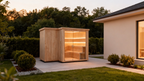 Multi - room irregularly shaped sauna. It features electric - furnace constant - temperature heating and can be custom - made in solid wood for both home courtyard and commercial use as an integrated unit.
