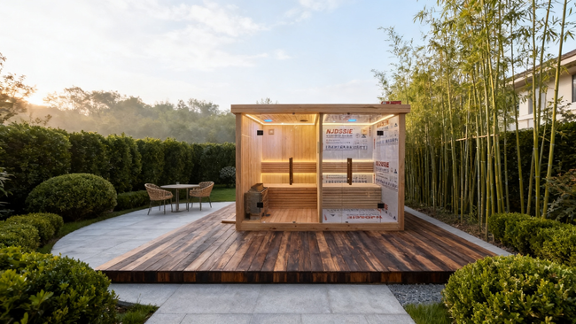 Split Solid Wood Sauna with Dual Compartments, Electric Heating Constant Temp Dry Steam, Custom for Villa & Homestay Hover Image