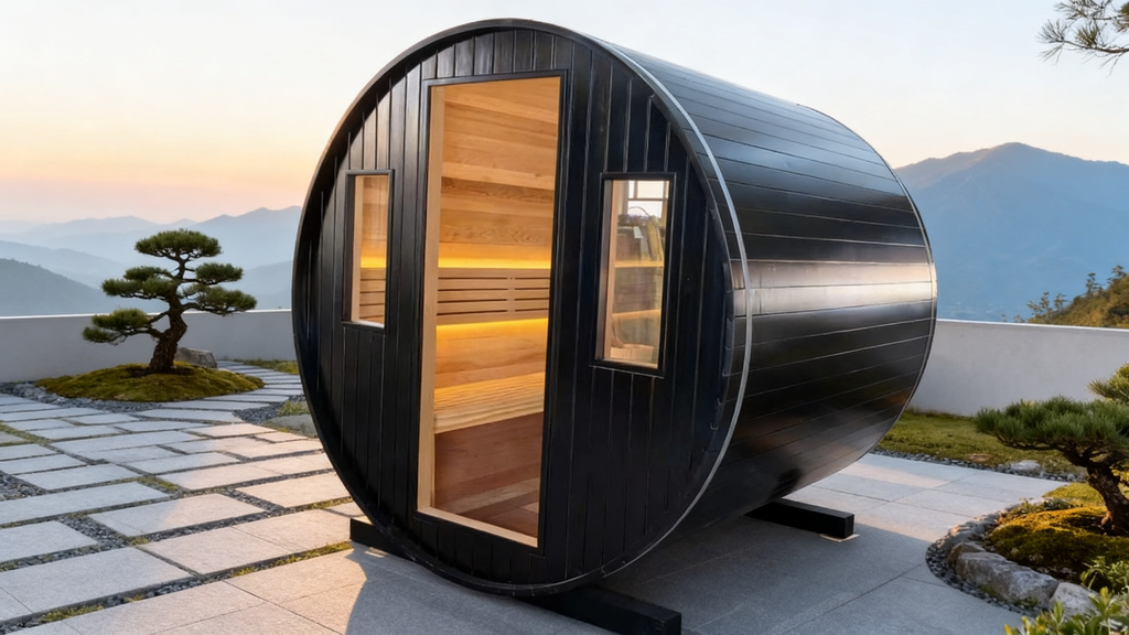 Weatherproof Wooden Barrel Sauna Silent Electric Heater, Indoor Outdoor Use, Custom Dimensions