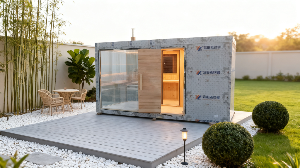 Combined Cube Sauna Multi Rooms With Shower, Electric Dry Steam, Wet Dry Integrated Custom For Villa Outdoor