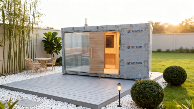 Stainless Steel Multi-Room Sauna, Wood Stove Dry Steam, Outdoor Villa Rustproof, Custom Structure Hover Image