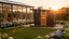 Square Wooden Outdoor Sauna With Rain Canopy, Electric Dry Steam, Custom Size For Villa Courtyard